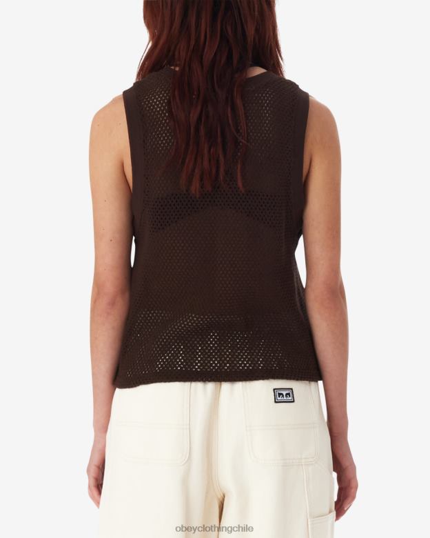 ropa 40VX559 mujer tanque de malla hudson OBEY java marrón