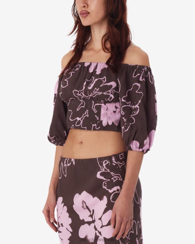 ropa 40VX577 mujer top con hombros descubiertos de zinnia OBEY java marrón multi
