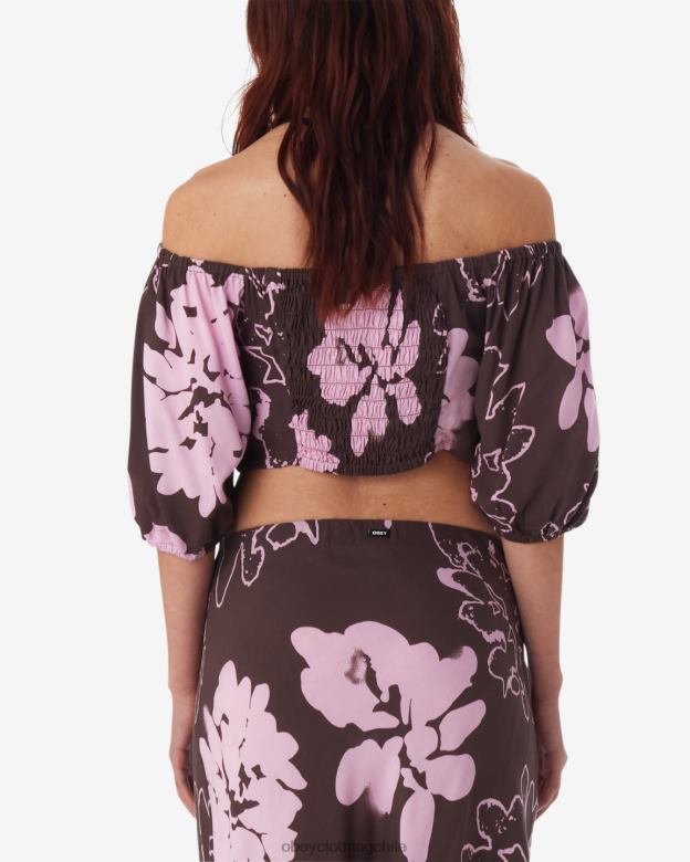 ropa 40VX577 mujer top con hombros descubiertos de zinnia OBEY java marrón multi