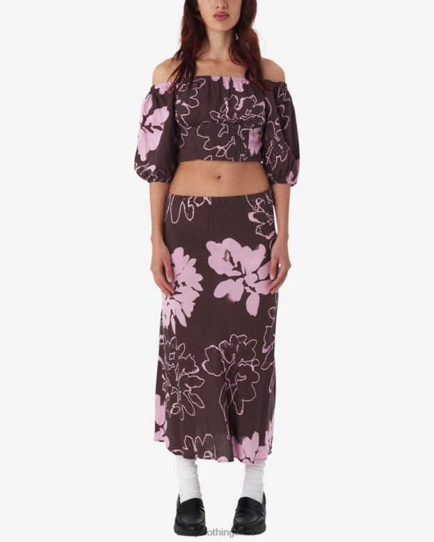ropa 40VX577 mujer top con hombros descubiertos de zinnia OBEY java marrón multi