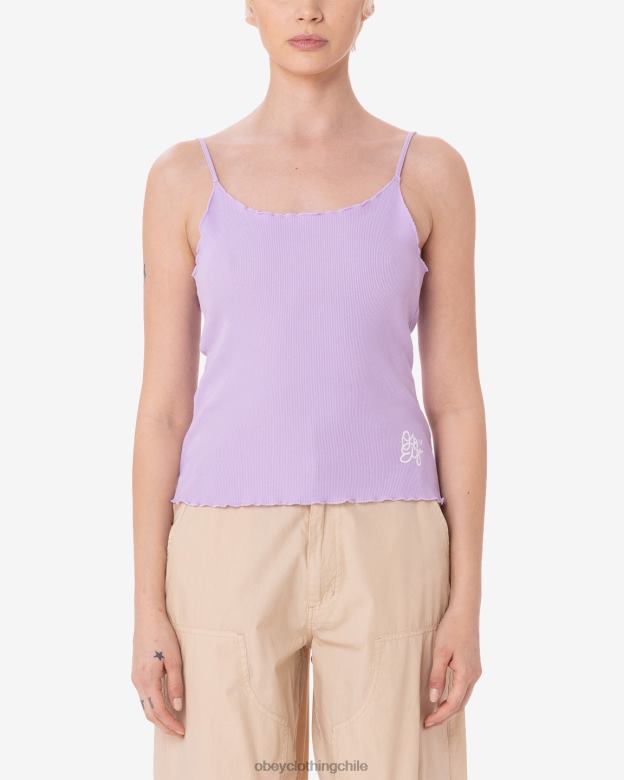 ropa 40VX605 mujer tanque drey cuadrado garabato OBEY pétalo de orquídea