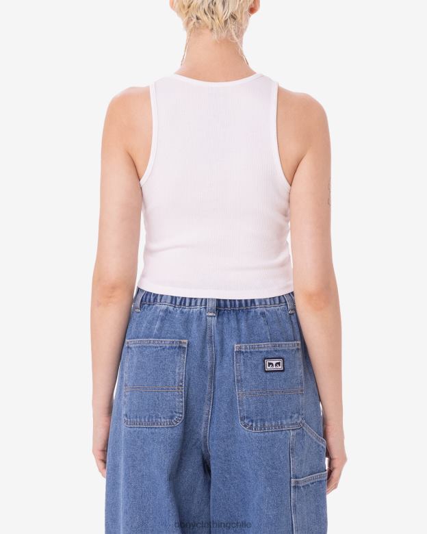 ropa 40VX620 mujer tanque de costillas de corazón de querubín OBEY blanco