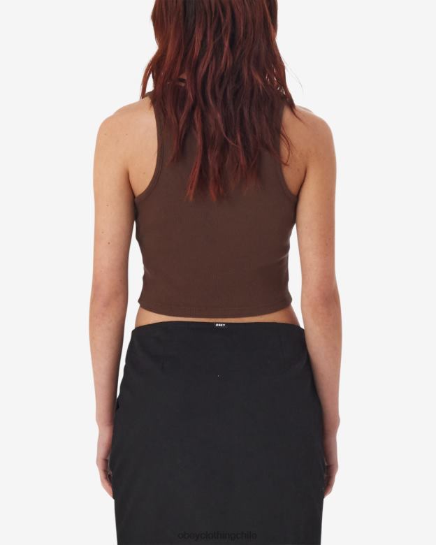 ropa 40VX621 mujer tanque de costilla negrita iii OBEY marron oscuro