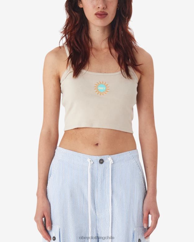 ropa 40VX626 mujer camiseta sin mangas con tirantes finos en espiral OBEY arcilla