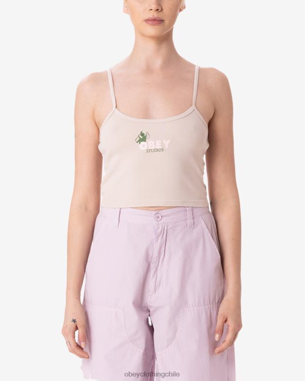 ropa 40VX629 mujer Camiseta sin mangas corta con tirantes finos y hada sentada OBEY arcilla