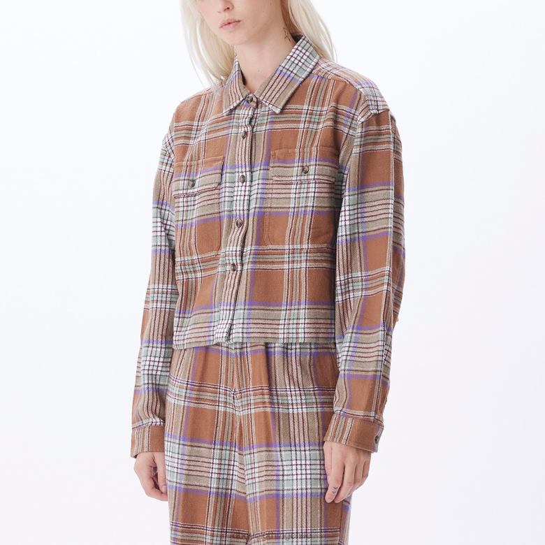ropa 40VX705 mujer camisa de franela máxima OBEY catechu madera multi