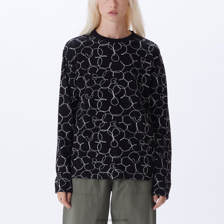 ropa 40VX709 mujer camiseta dania ls OBEY negro múltiple