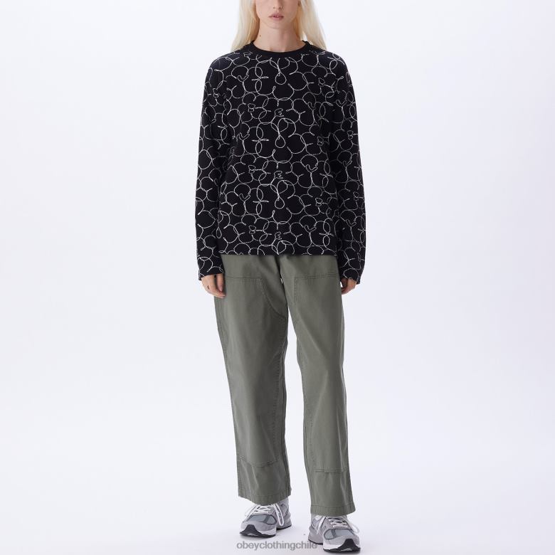 ropa 40VX709 mujer camiseta dania ls OBEY negro múltiple