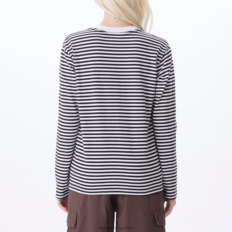 ropa 40VX720 mujer camiseta romelia ls OBEY negro múltiple