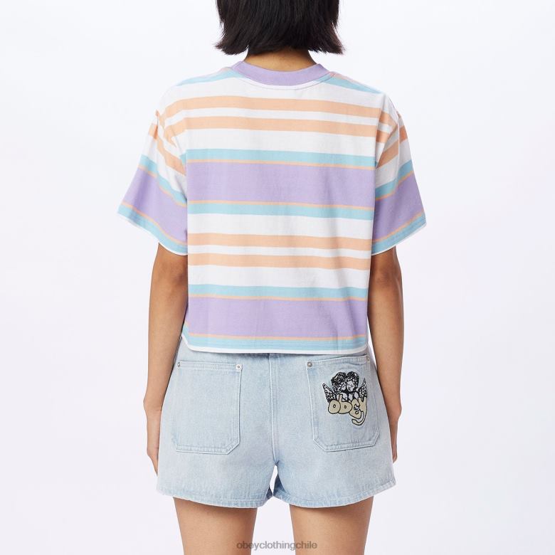 ropa 40VX727 mujer camiseta corta a rayas ariella OBEY lavanda digital multi