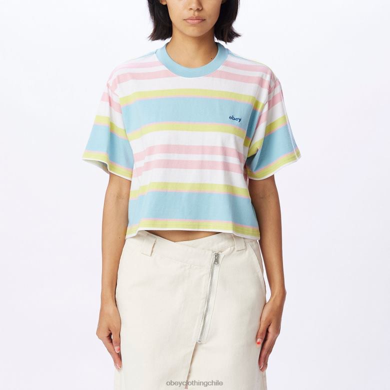 ropa 40VX728 mujer camiseta corta a rayas ariella OBEY cielo azul multi