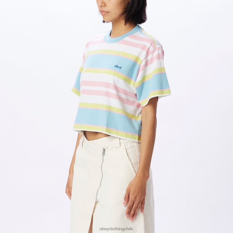 ropa 40VX728 mujer camiseta corta a rayas ariella OBEY cielo azul multi