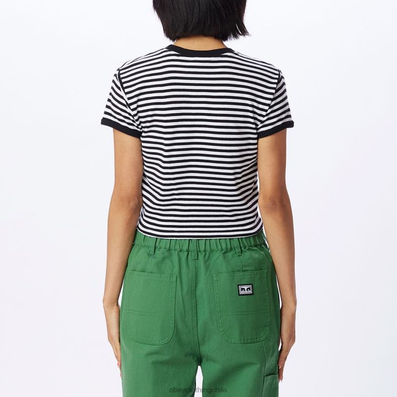 ropa 40VX729 mujer playeras ringer bebé de zoe OBEY negro múltiple