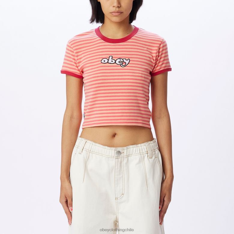 ropa 40VX730 mujer playeras ringer bebé de zoe OBEY ponche rosa multi
