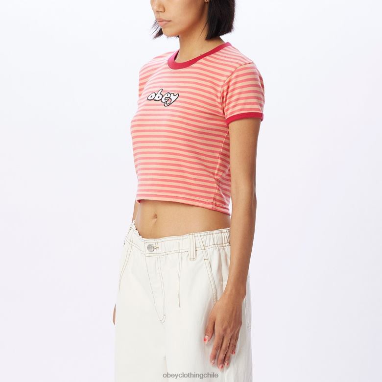 ropa 40VX730 mujer playeras ringer bebé de zoe OBEY ponche rosa multi