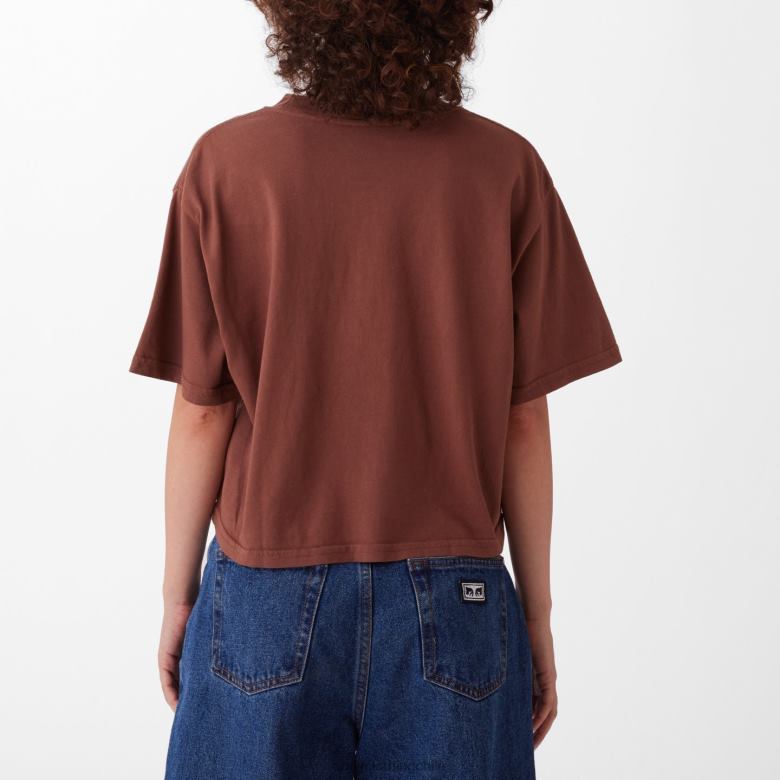 ropa 40VX731 mujer Camiseta corta de fin de semana con ositos de peluche en acuarela OBEY sepia