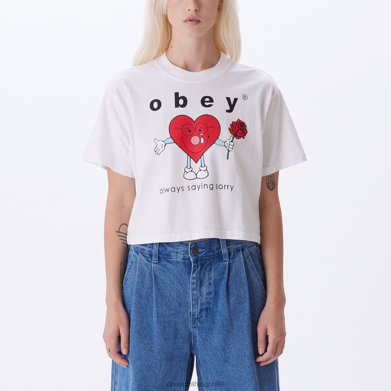 ropa 40VX733 mujer camiseta corta siempre diciendo lo siento el fin de semana OBEY blanco