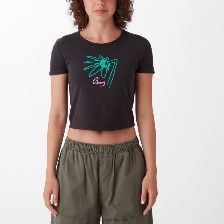 ropa 40VX736 mujer camiseta corta chloe con flores brisas OBEY negro digital