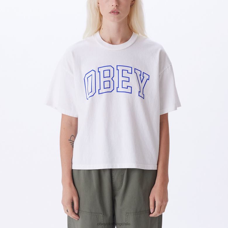 ropa 40VX738 mujer camiseta corta universitaria personalizada OBEY blanco
