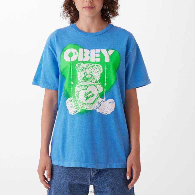 ropa 40VX739 mujer El amor duele camiseta de elección de pigmento OBEY azul celeste