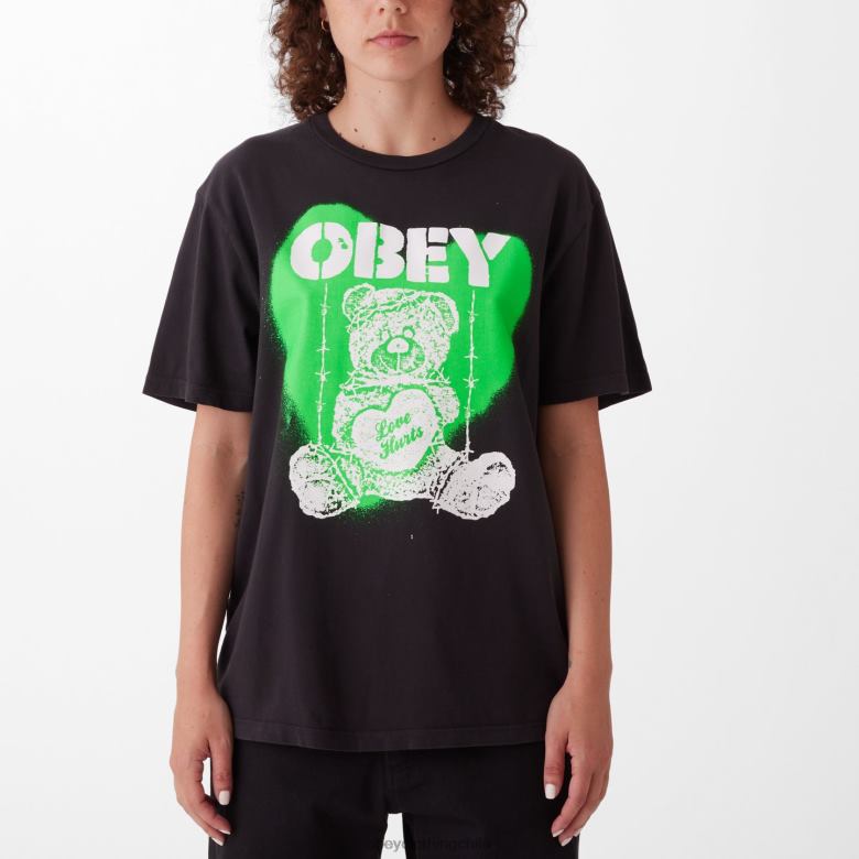 ropa 40VX740 mujer El amor duele camiseta de elección de pigmento OBEY negro digital