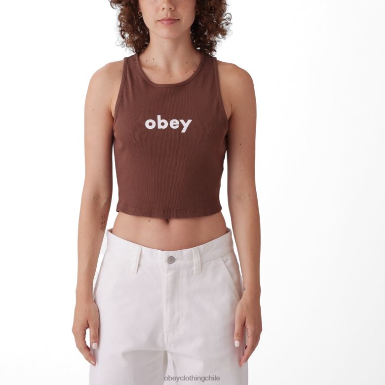 ropa 40VX743 mujer tanque megan costilla minúscula OBEY sepia