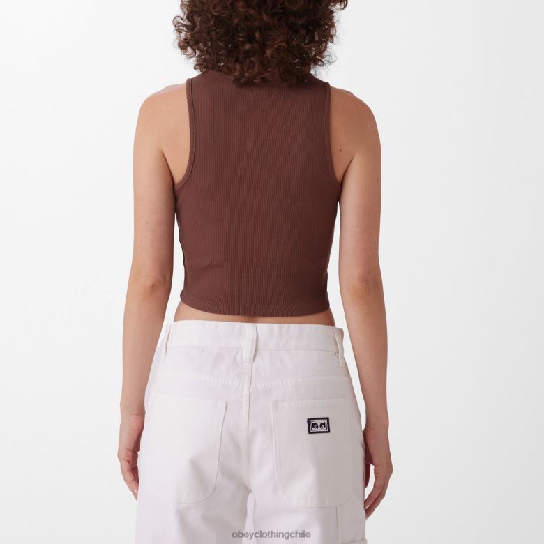 ropa 40VX743 mujer tanque megan costilla minúscula OBEY sepia