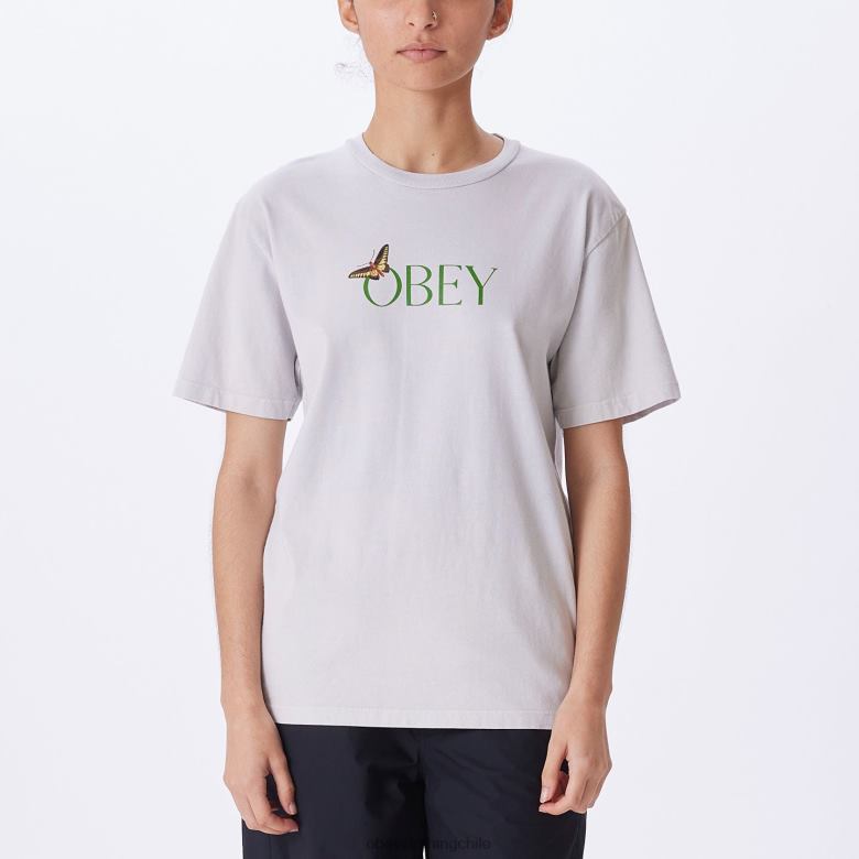ropa 40VX746 mujer camiseta con elección de tinte pigmentado de mariposa OBEY ópalo
