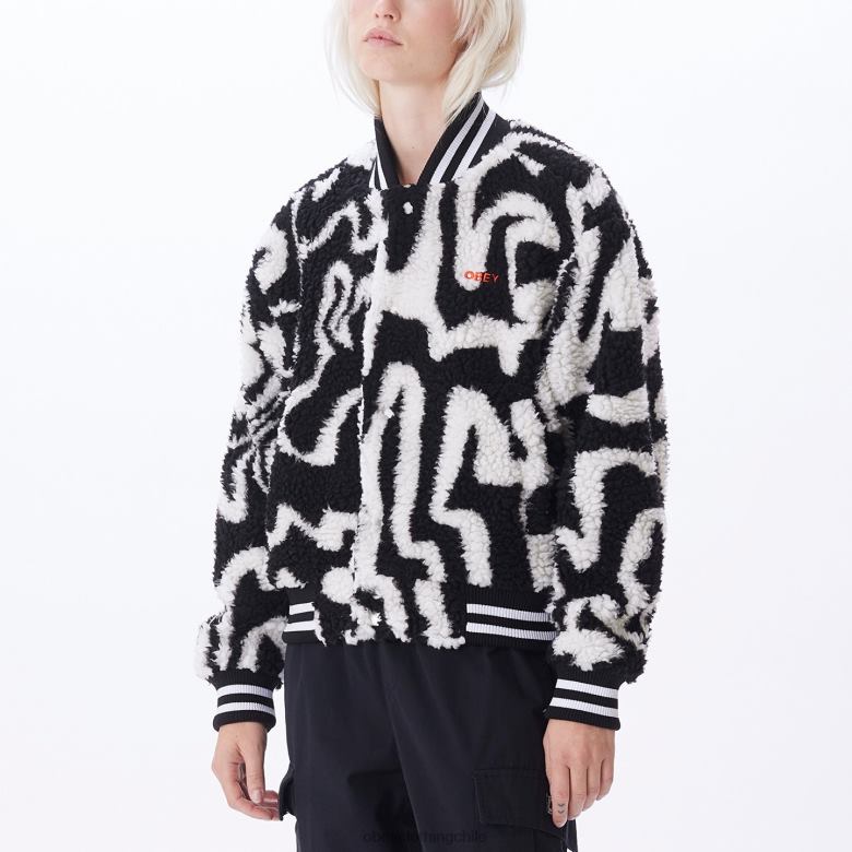ropa 40VX643 mujer chaqueta universitaria laberinto OBEY negro múltiple