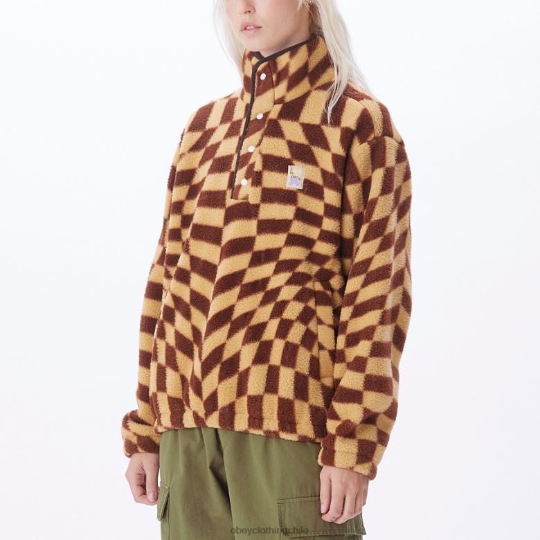 ropa 40VX673 mujer chaqueta ondulada pop-over OBEY sepia múltiple