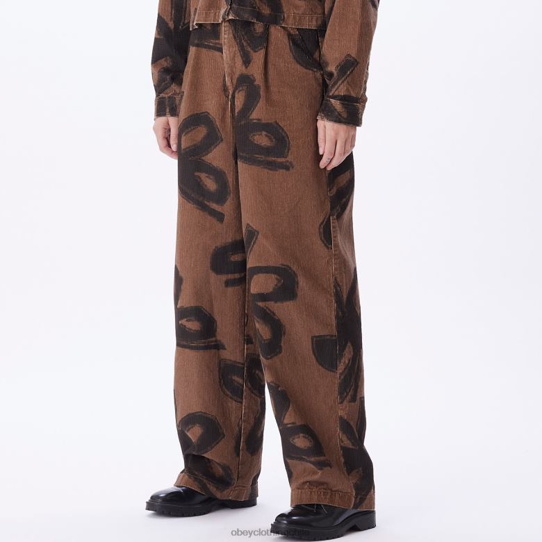 ropa 40VX651 mujer pantalón nabi baggy de pana OBEY catechu madera multi