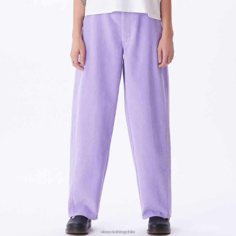 ropa 40VX669 mujer pantalon donna big pana OBEY Rosa purpura