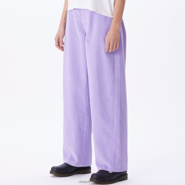 ropa 40VX669 mujer pantalon donna big pana OBEY Rosa purpura