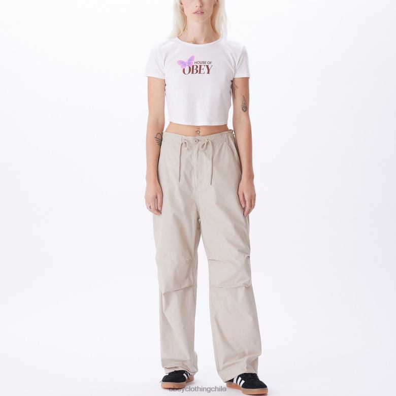 ropa 40VX690 mujer pantalón de paracaídas mina OBEY Gris plateado
