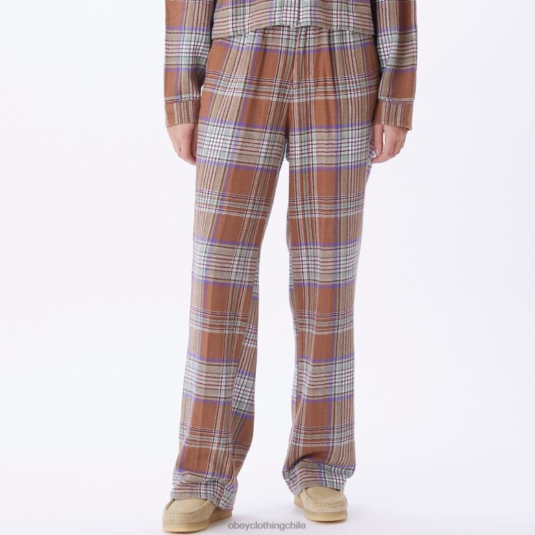 ropa 40VX691 mujer pantalón a cuadros max OBEY catechu madera multi