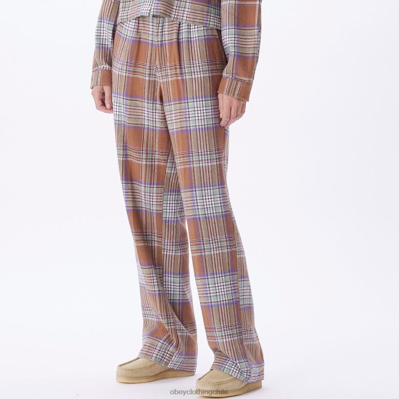 ropa 40VX691 mujer pantalón a cuadros max OBEY catechu madera multi
