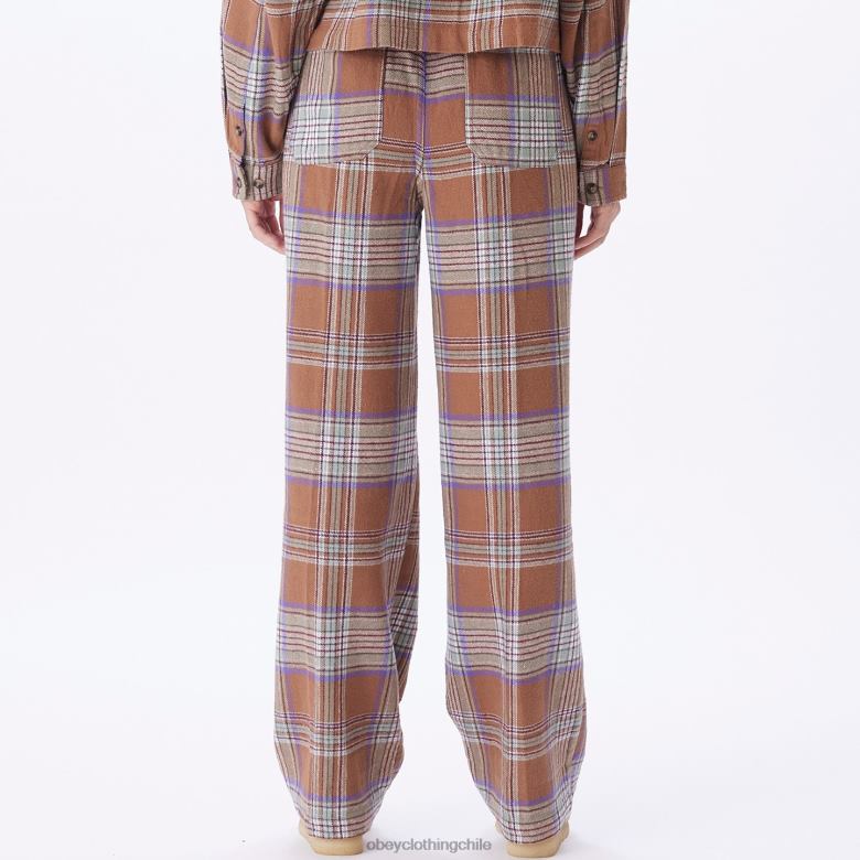 ropa 40VX691 mujer pantalón a cuadros max OBEY catechu madera multi