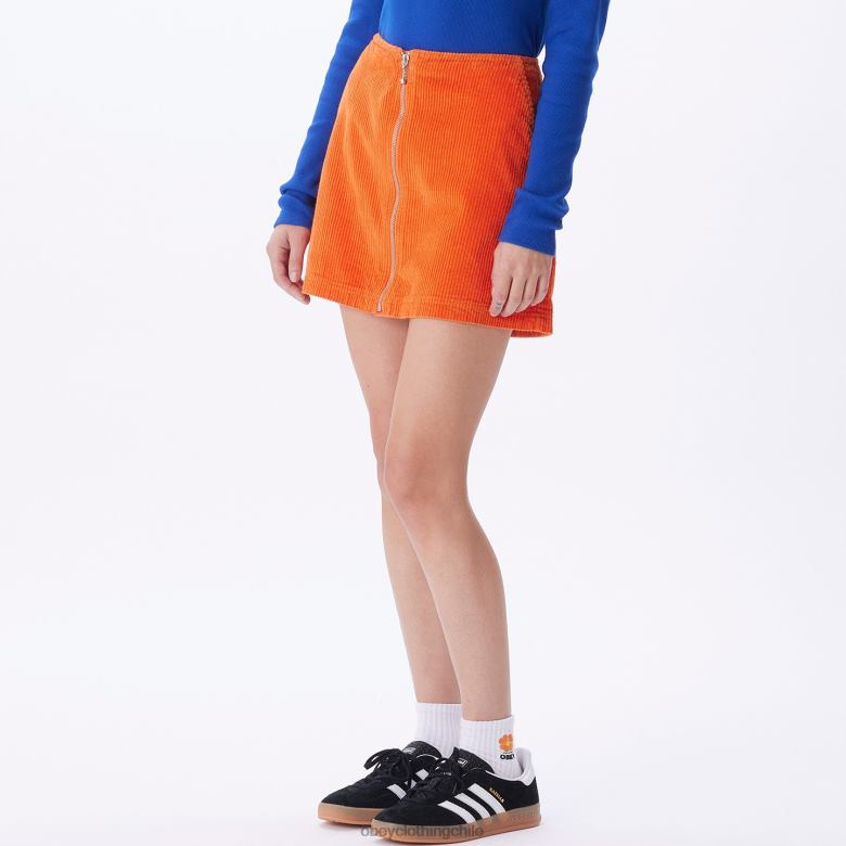 ropa 40VX700 mujer falda greta OBEY naranja roja
