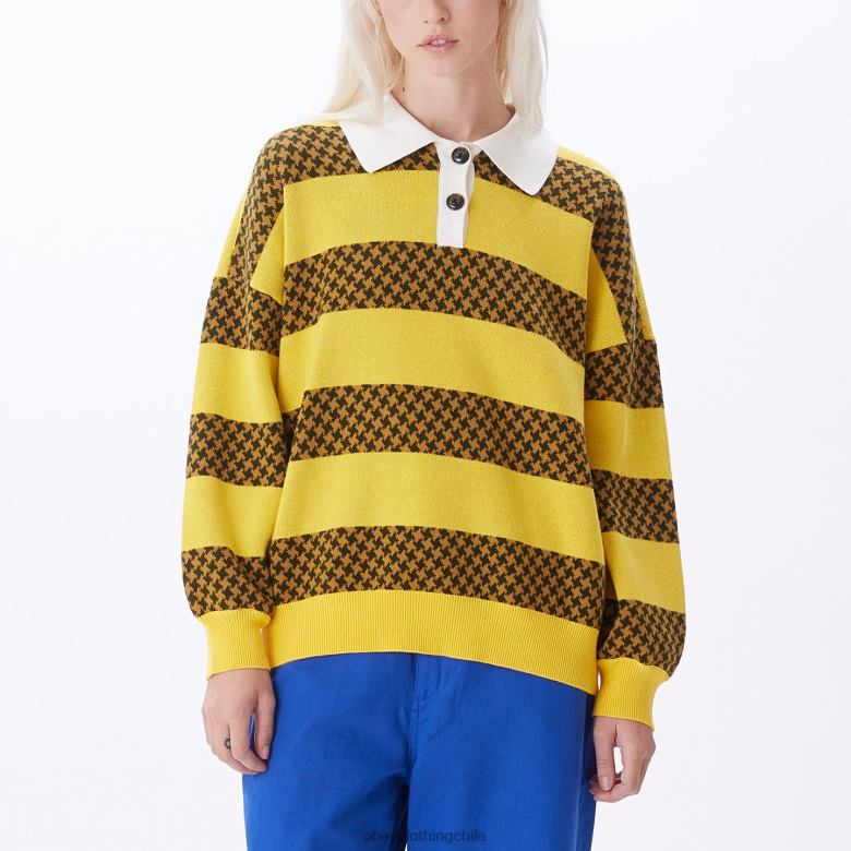 ropa 40VX684 mujer suéter de charlie OBEY crema de plátano multi