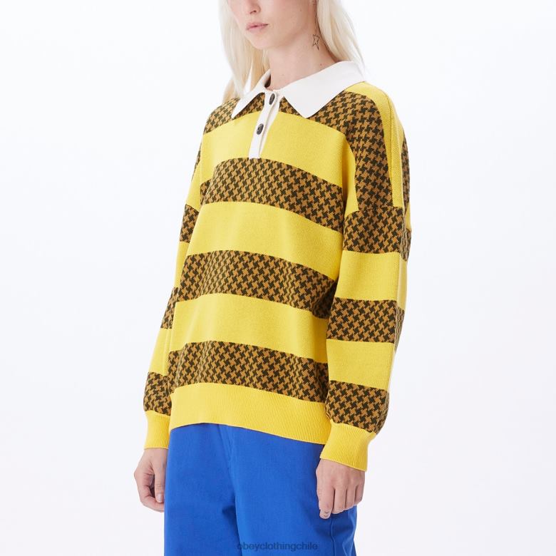 ropa 40VX684 mujer suéter de charlie OBEY crema de plátano multi