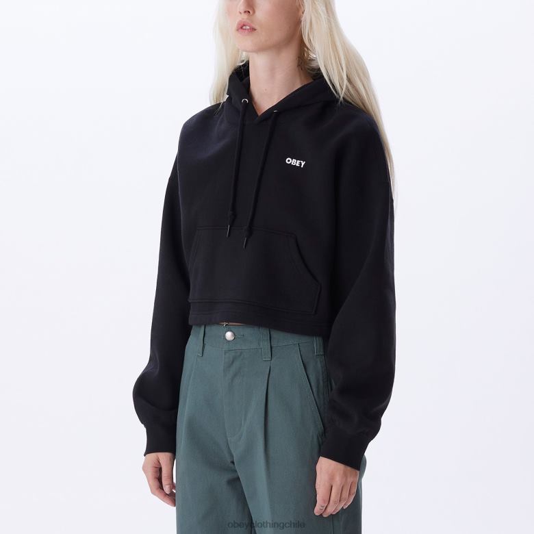 ropa 40VX707 mujer capucha con logo llamativo OBEY negro