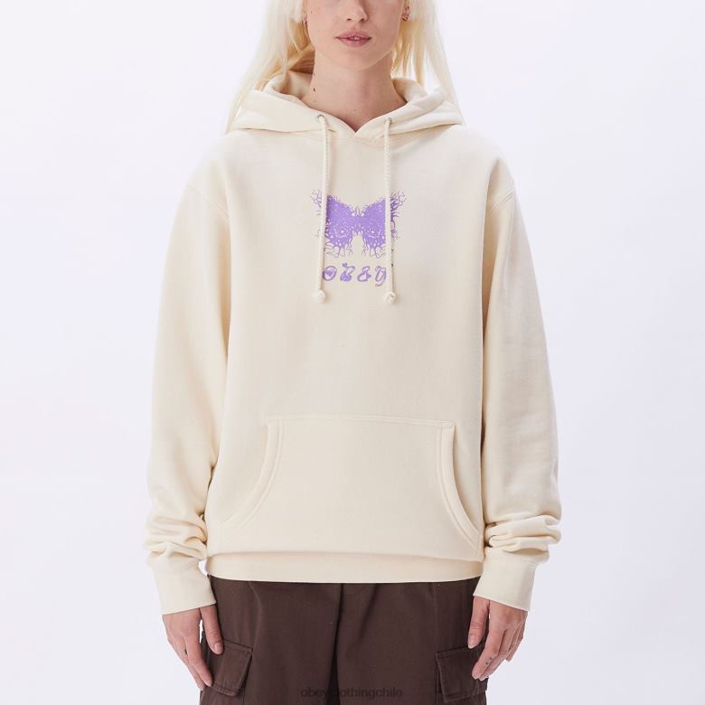 ropa 40VX717 mujer Capucha básica con diseño de mariposa en llamas. OBEY hueso