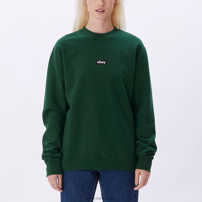 ropa 40VX719 mujer etiqueta básica cuello redondo OBEY verde oscuro